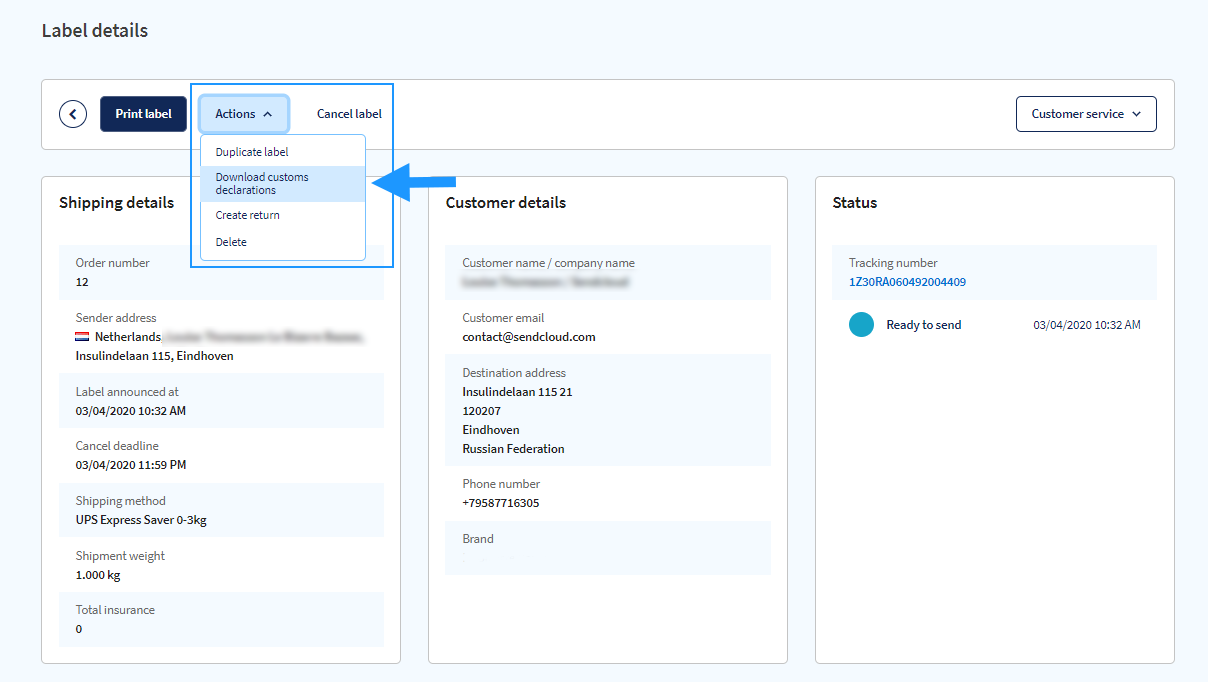 SendCloud International Customs Automation