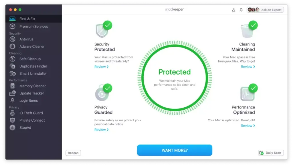 MacKeeper Security Dashboard Audit