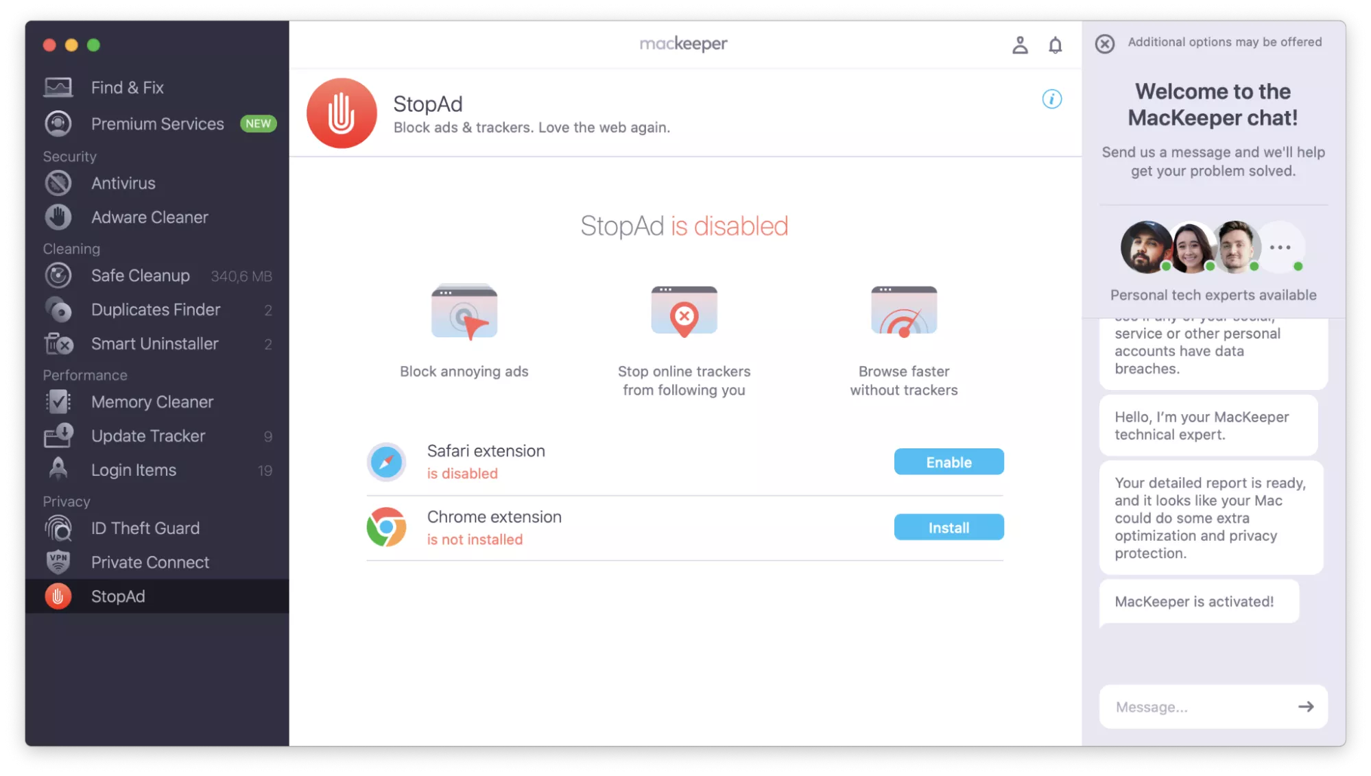 MacKeeper StopAd Analytics